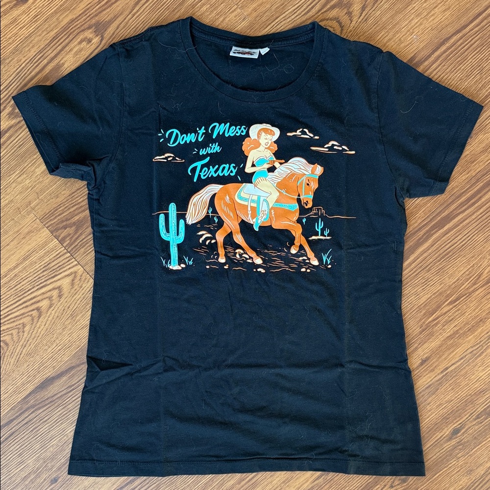 Black Kids T-Shirt with Texas Cowboy Design